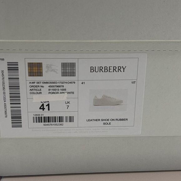 Burberry Porcelain White Embossed Leather Sneakers Size 41 main image 4